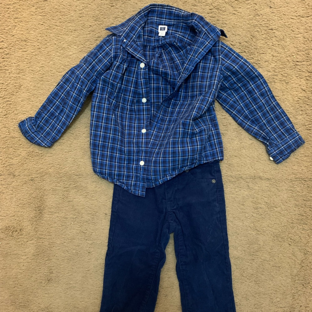 Janie and Jack Button Up with Corduroy Pants